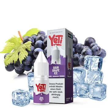 Yeti Summit Sour Grape Ice Nikotinsalz Flasche mit Trauben und Eis Motiv