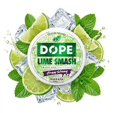 Dope Lime Smash Crazy Strong Nicotine Pouches Dose im frischen Limetten-Design