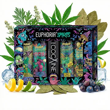 Euphoria Spirits Gift Set Geschenkbox mit fuenf verschiedenen Hanf-Spirituosen Miniaturen