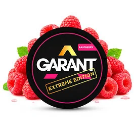 Dose Garant Raspberry Extreme Nicotine Pouches mit Himbeer-Motiv