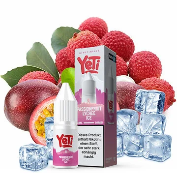 Yeti Summit Passionfruit Lychee Ice Nikotinsalz Liquid Flasche mit tropischen Früchten