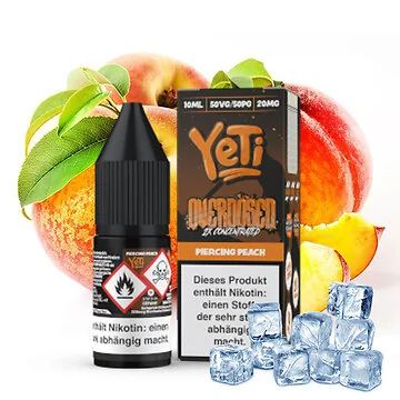 Yeti Piercing Peach Overdosed Nikotinsalz Flasche mit Pfirsich-Design
