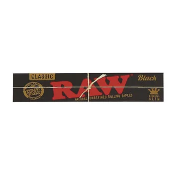 RAW Black Classic Kingsize Slim Rolling Papers - Ultradünne, ungebleichte Blättchen im Detail
