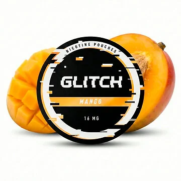Glitch Mango Nikotinbeutel Dose im schlanken Slim-Format mit fruchtigem Mango-Design