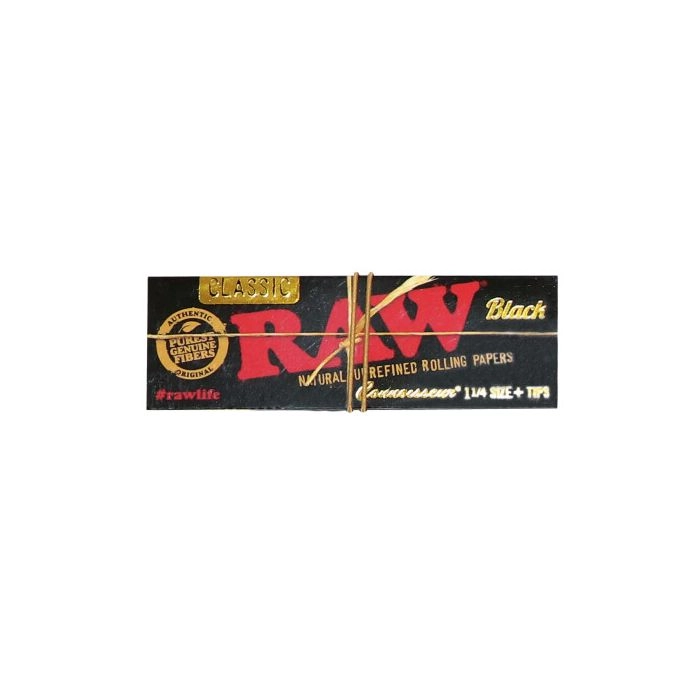 RAW Black Connoisseur 1¼ Rolling Papers + Tips 