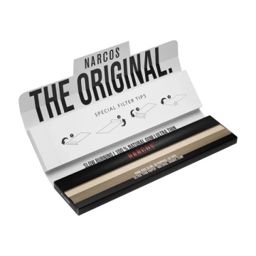 Narcos Rolling Papers King Size Slim + 32 Tips Brown Edition 